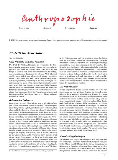 Anthroposophie Schweiz – Januar 2024